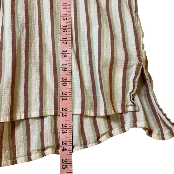 Madewell Crinkle Cotton Lakeline Popover Shirt Stripe S Beige Short Sleeve NWOT - Picture 5 of 7